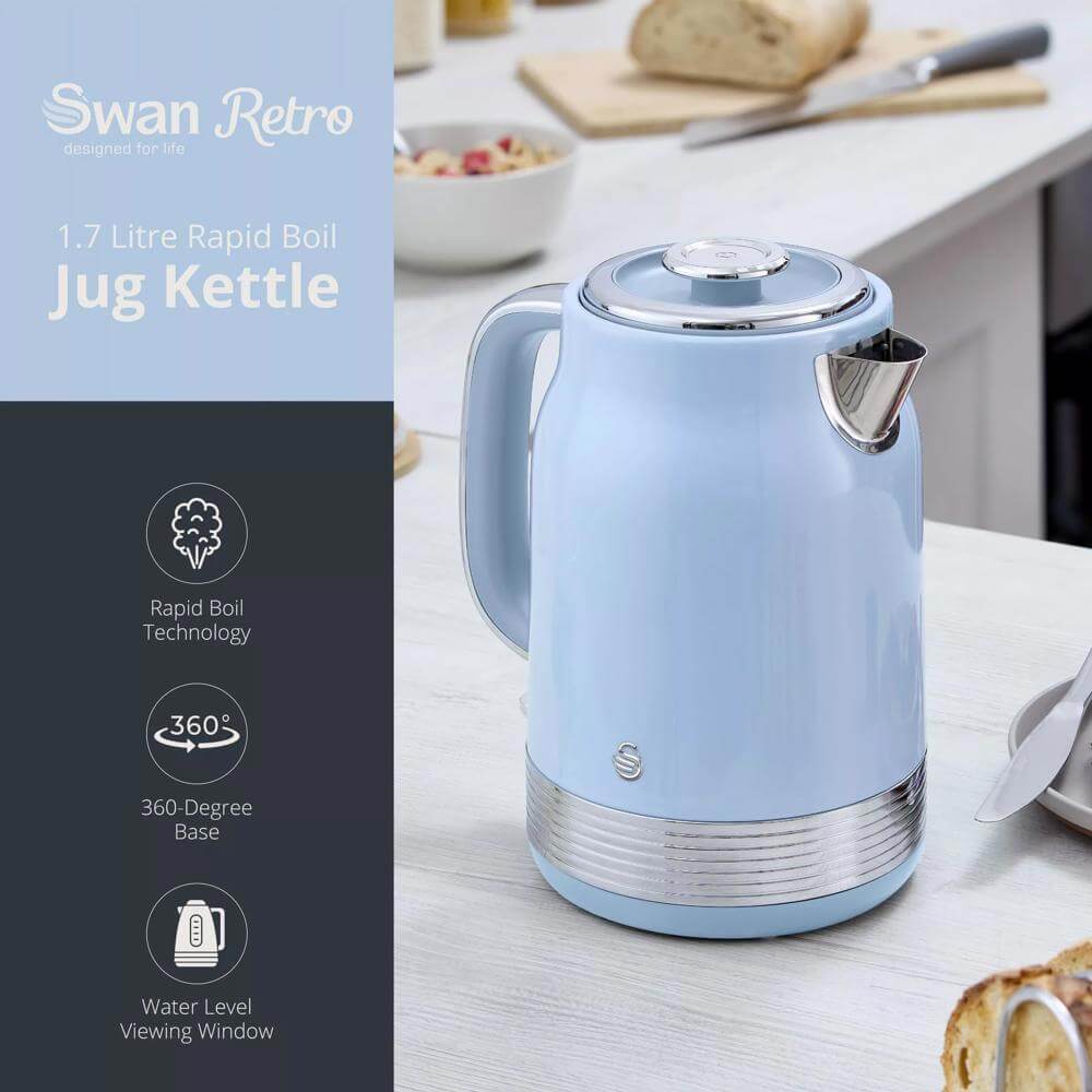 Swan Retro Blue Jug Kettle